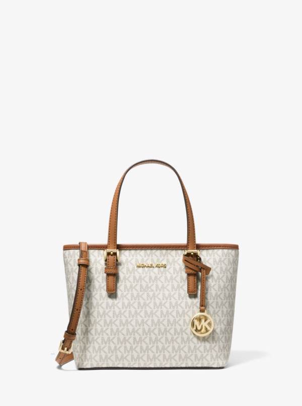 Damske Prenosná Taška Michael Kors Jet Set Travel Extra-Small Logo Top-Zip Biele Žlté - Kabelky Michael Kors Vypredaj | PQUGW-5326